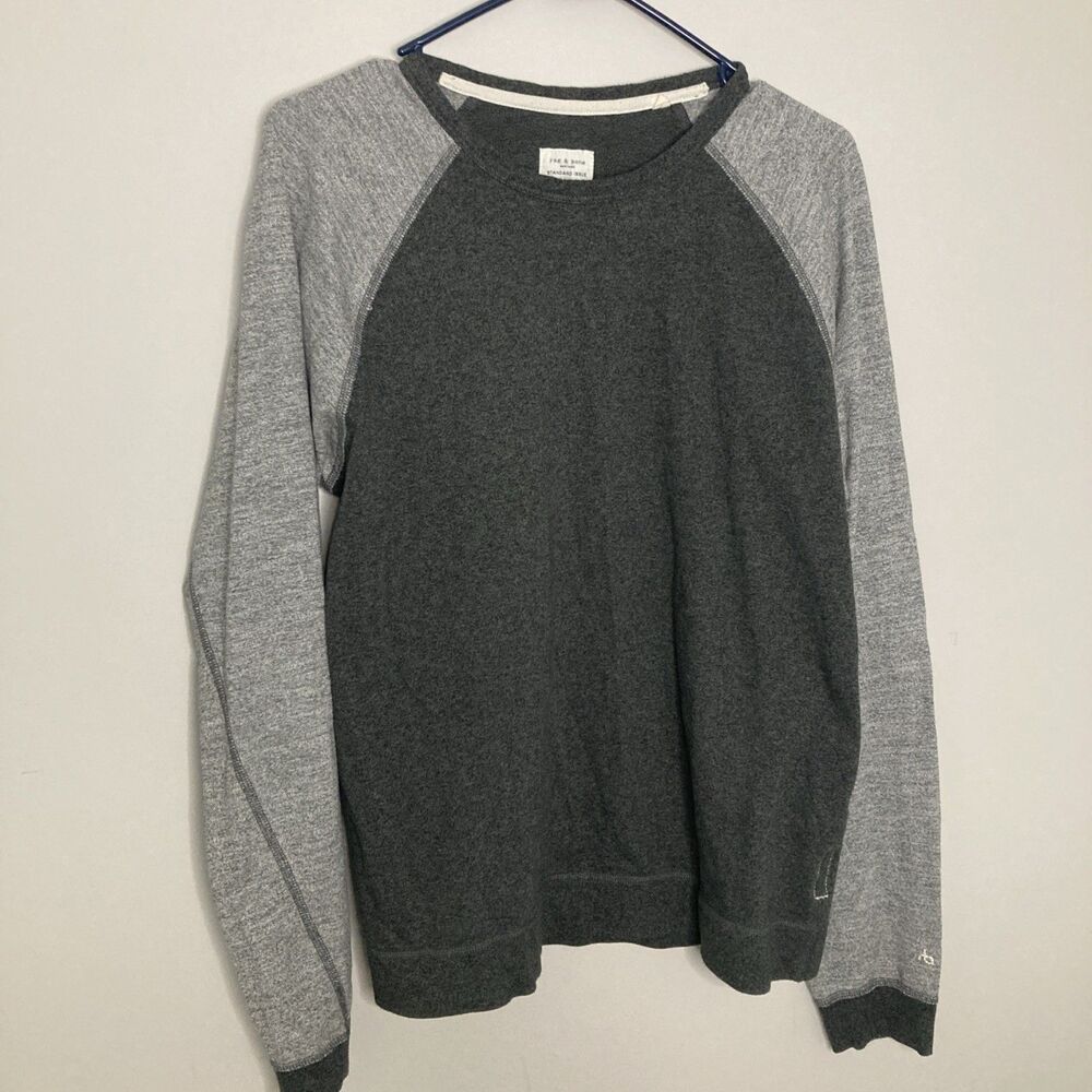 Rag & Bone Sweatshirt Mens Small Gray Colorblock Raglan Crewneck Pullover
